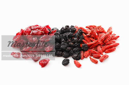 Dried cranberries, aronia berries and goji berries Dried cranberries, aronia berries and goji berries