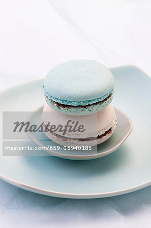 White and turquoise macaroons