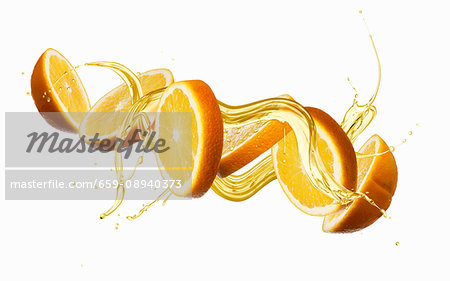Oranges with a splash of oil