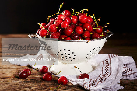 Cherries in a colander
