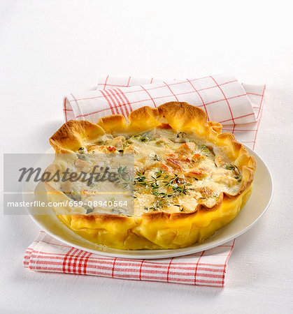 Spicy vegetable and cheese tart