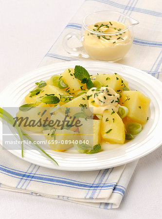 Potato salad with fresh herbs and homemade mayonnaise