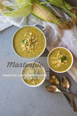 Sweetcorn soup with Poblano chillis