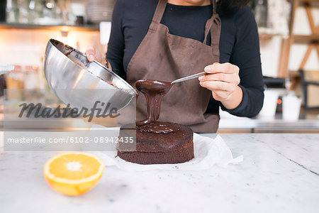 Making chocolate cake