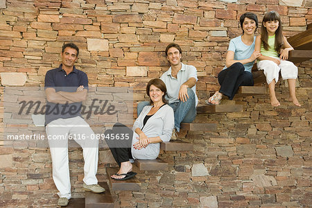 Family on steps