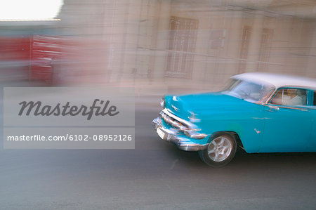 Vintage car on road