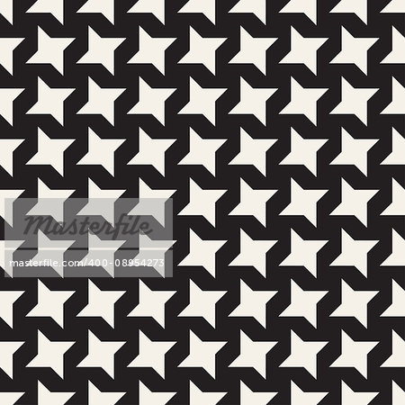 Star Line Shapes Grid. Abstract Geometric Background Design. Vector Seamless Black and White Pattern.