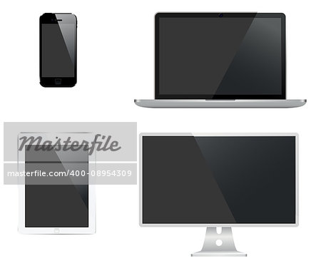 Vector illustration of a digital technology set on the white