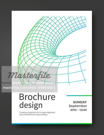 Abstract brochure template with torus wireframe. Working presentation. Vector flyer