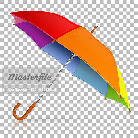 High Detailed varicolored Umbrella on transparent background, isolated vector illustration