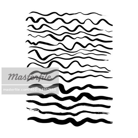 Hand Drawn Wave Brush Strokes. Vector Illustration of Paint Stain.