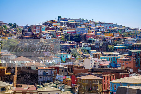 Colorful old houses in valparaiso city, Chile