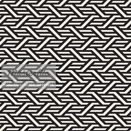 Vector Seamless Pattern. Modern Stylish Interlacing Lines Texture. Geometric Striped Ornament. Monochrome Linear Braids