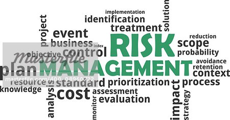 A word cloud of risk management related items