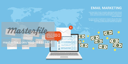 flat style banner for email marketing, internet marketing concept