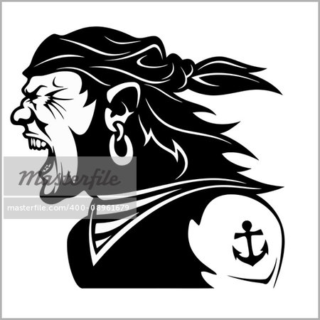 Furious pirate - Screaming sailor - isolated on white