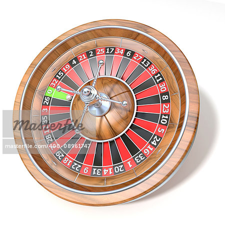 Roulette wheel. 3D render illustration isolated on white background