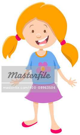 Cartoon Illustration of Cute Little Girl Kid Character
