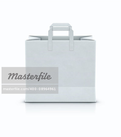 Vector illustration of white shopping paper bag with paper handles isolated on white background