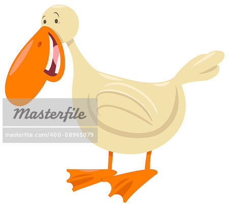 Cartoon Illustration of Funny Duck Bird Farm Animal Character