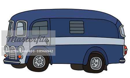 Hand drawing of a retro blue service car