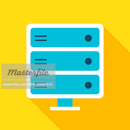 Server Icon. Vector Illustration Flat Style Item with Long Shadow. Data Analysis.
