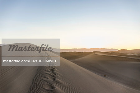 Footprints on Mesquite Flat Sand Dunes in Death Valley National Park, California, USA