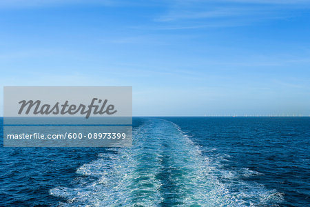 Churned water of a ship's wake in the North Sea at IJmuiden in the Netherlands