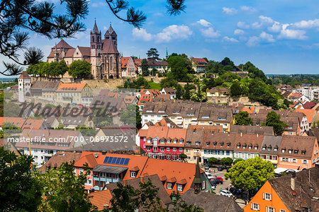 St Stephen's Cathedral on the hilltop and overview of Breisach in Baden-Wurttemberg, Germany