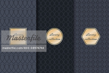 Collection of backgrounds for design of packaging and luxury products with gold foil. Geometric pattern vector.