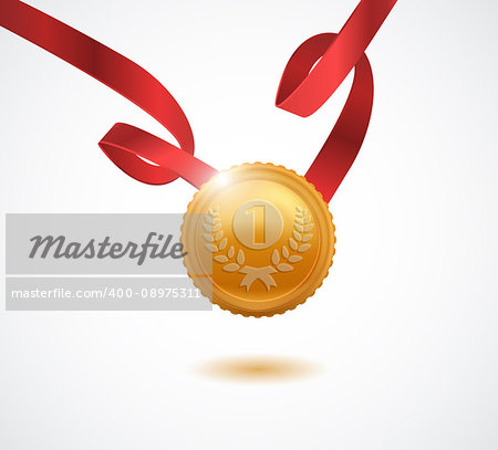 Gold medal for first place. Vector illustration EPS 10