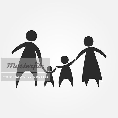 Family icon over white background, vector illustration