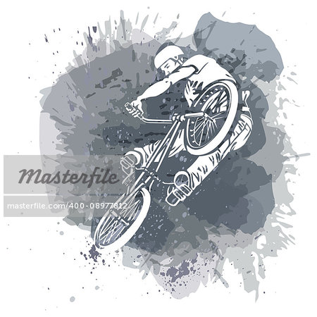 rider jumping on a artistic abstract background. Handcrafted spot. Good for print, web, flayer design.