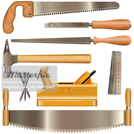Vector Carpentry Tools isolated on white background