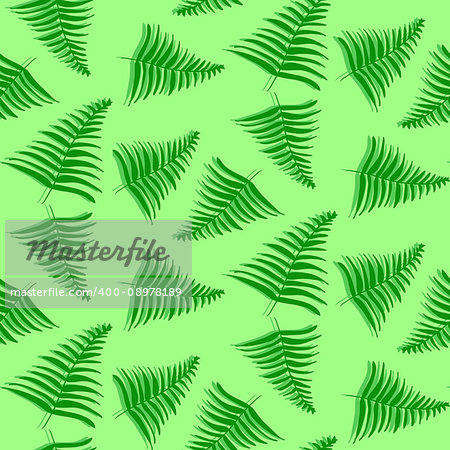 Cute green seamless pattern with tropical palm leaves