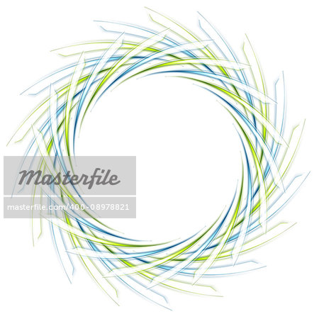 Abstract scratchy green and blue logo on white. Vector tech background