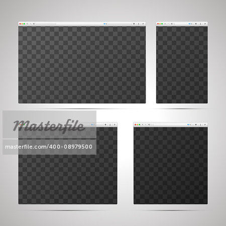 Adaptive Web Design Concept with browsers templates in different sizes and transparent place for layout