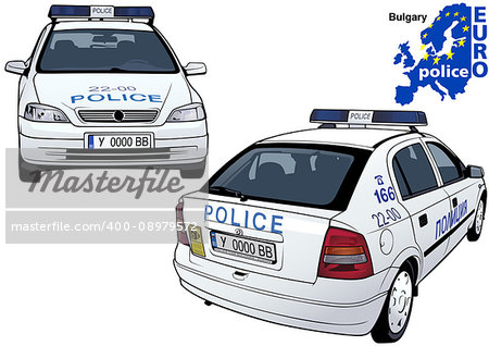 Bulgary Police Car - Colored Illustration from Series Euro police, Vector