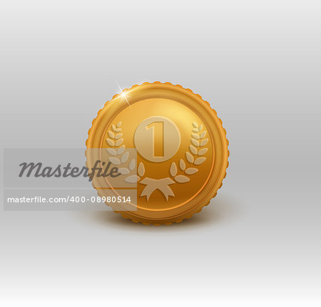 Gold medal for first place. Vector illustration EPS 10
