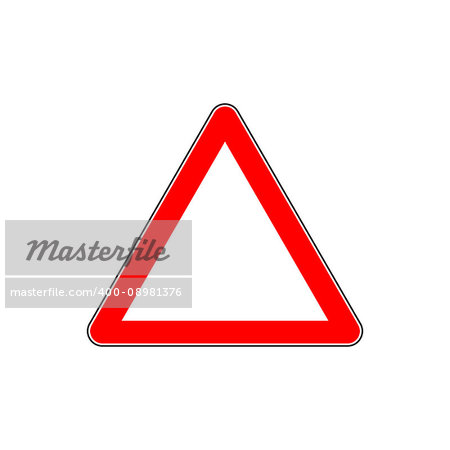 Red Sign - Danger Triangle Road sign isolated on white background