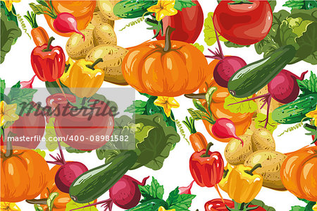 Vector funny vegetables seamless pattern. Vegetables seamless background.Health food.