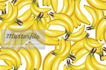 Banana seamless pattern vector. Bunch of Ripe bananas on a white background. For food design, restaurant, wrapping, health care products. Can be used as background, label, decoration