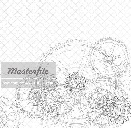 Drawing gears on a white background, vector illustration clip-art
