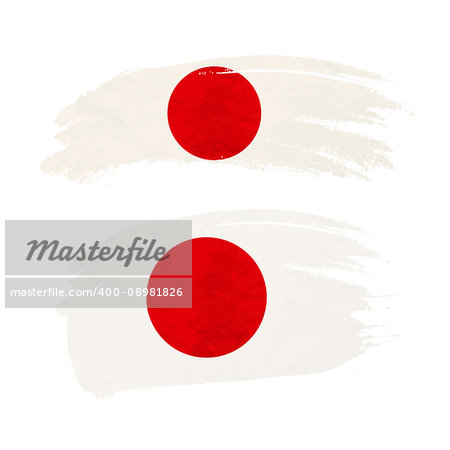 Grunge brush stroke with Japan national flag isolated on white