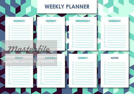 Weekly planner for students, school planning sheet, weekly list