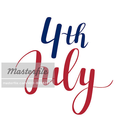 Vector calligraphy 4th of July celebration icons design