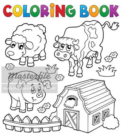 Coloring book with farm animals 6 - eps10 vector illustration.