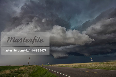 Rotating clouds over rural area, Cope, Colorado, United States, North America