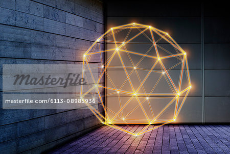 Illuminated geometric pentakis dodecahedron, technology connection concept