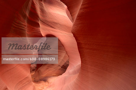 Sandstone cliff walls of a slot canyon in Lower Antelope Canyon near Page, Arizona, USA